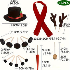 16pcs Snowman Decorating Making Kit Outdoor Christmas Party Decor