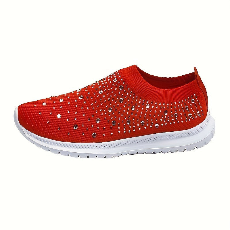 Women's Rhinestone Mesh Breathable Tennis Sports Shoes Lightweight Non slip