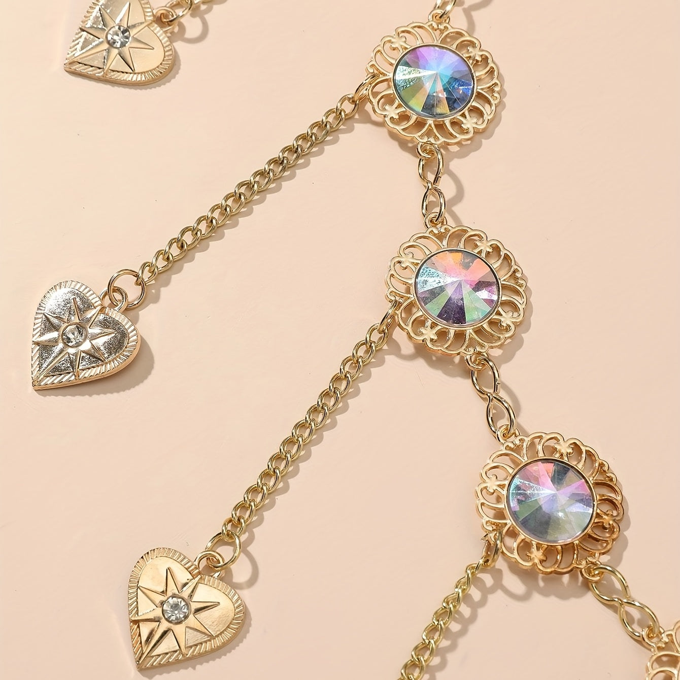 Heart Pendant Tassel Waist Chain Vintage Metal Chain Belt Dress Girdle