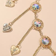 Heart Pendant Tassel Waist Chain Vintage Metal Chain Belt Dress Girdle