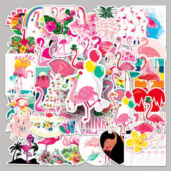 50pcs Flamingo Waterproof Stickers for Water Bottles Laptop Scrapbook Luggage