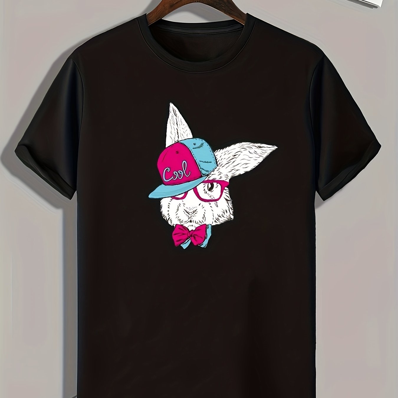 Rabbit Print Men's Comfy T shirt Outdoor Summer Tee