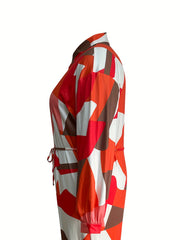 Colorblock Geometric Print Jumpsuit With Belt