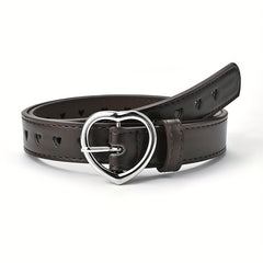 Girls Faux Leather Belt with Peach Heart Buckle
