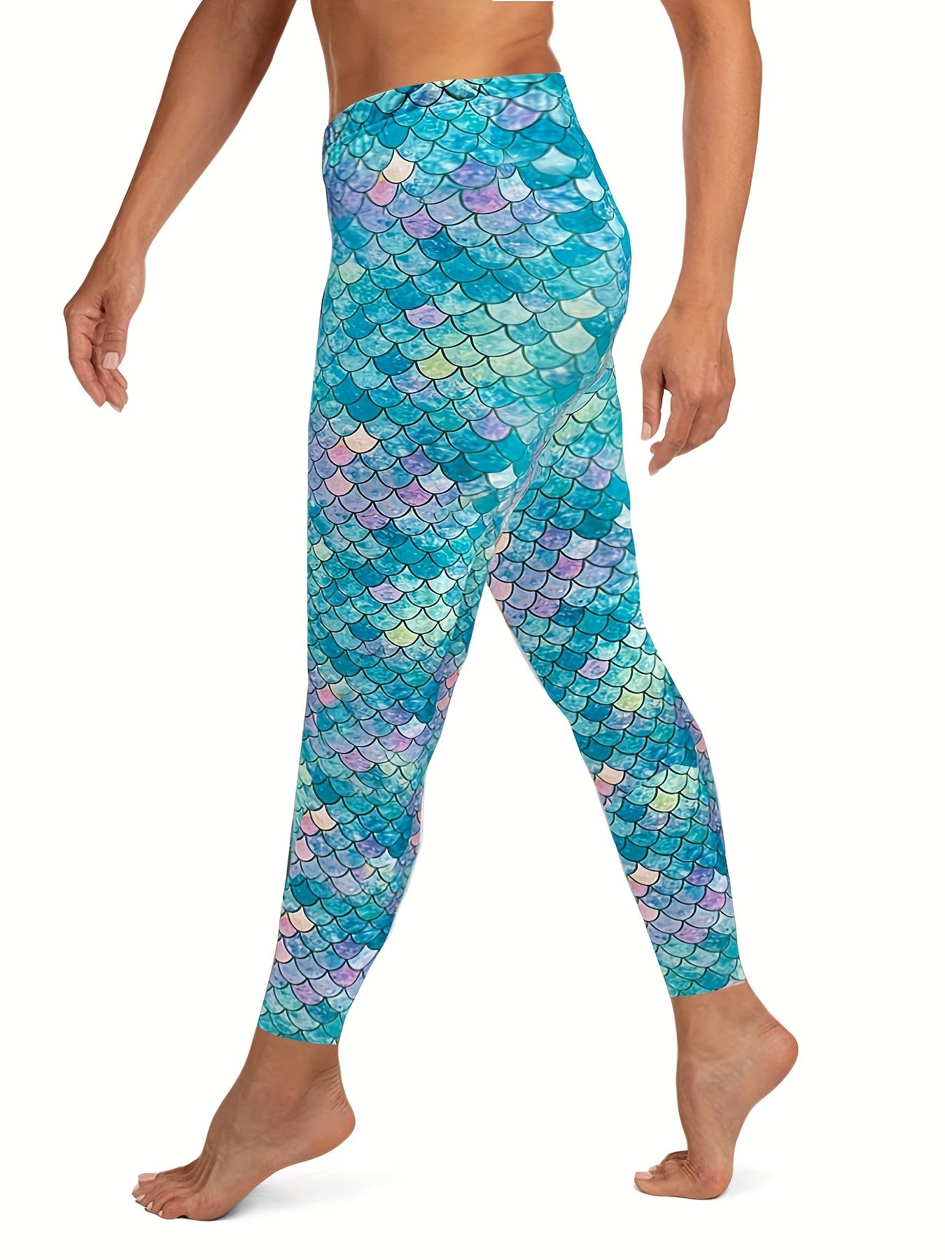Fish Scales Print Sports Leggings