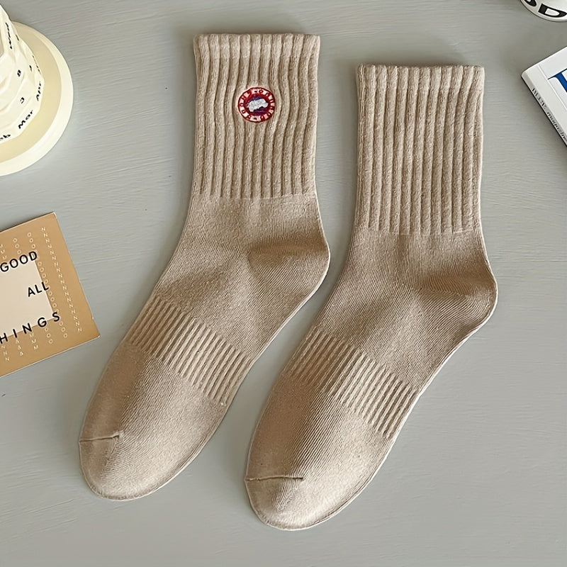 Men's Embroidered Cotton Socks for Outdoor Activities