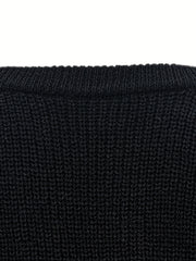 Cold Shoulder Pullover Sweater Crew Neck Long Sleeve