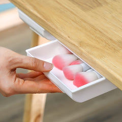 Self Stick Pencil Tray Desk Storage Drawer with Under Desk Stand Gray