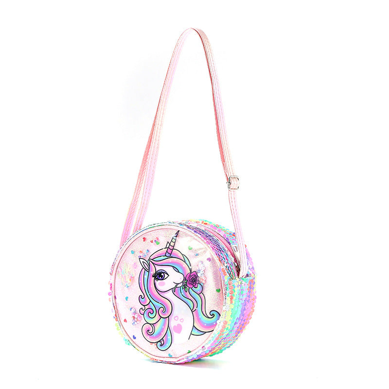 Glitter Sequin Rainbow Unicorn Crossbody Bag Coin Purse Kids Accessories