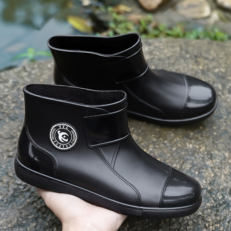 Men's Waterproof Rubber Sole Slip On Rain Boots