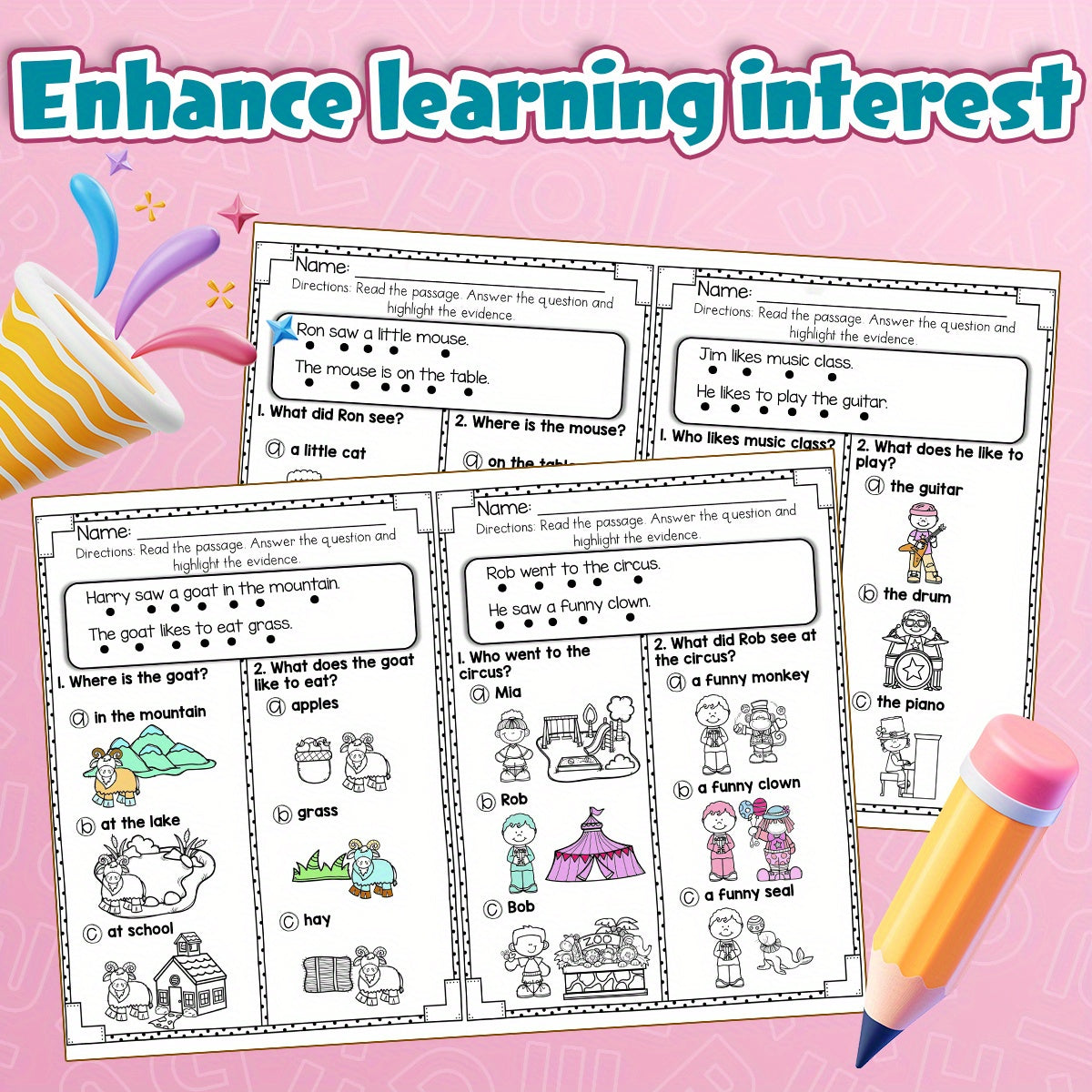 Reading Comprehension Workbook for Kids Ages 6-10: Engaging Exercises