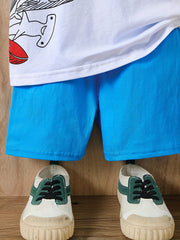 Boys Whale Print Casual Outfit T-shirt & Shorts Kids Summer Clothes Set