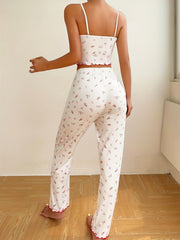 Floral Print Pajama Set Cami Top & Shorts Women's Sleepwear