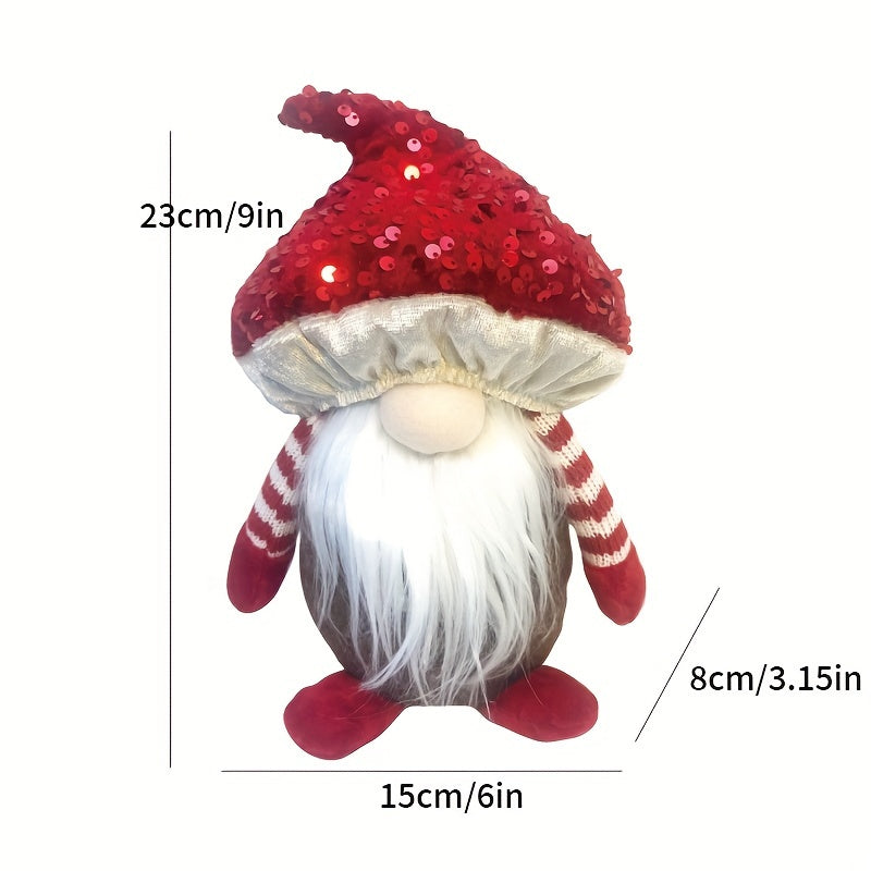 Christmas Doll Decoration Sequin Red Mushroom Ornament Gift