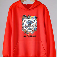 Bear Head Graphic Hoodie Girls Comfy Hooded Sweatshirt With Pocket
