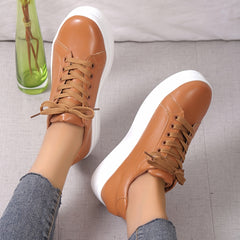 Faux Leather Platform Sneakers for Women
