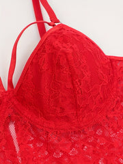Eyelash Lace Strappy Bra & Panty Lingerie Set