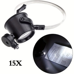 15X Magnifying Glass With LED Light Single Eye Headphone Magnifying Glass