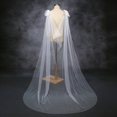 Romantic Sheer Veil Bridal Cape with Embellishments