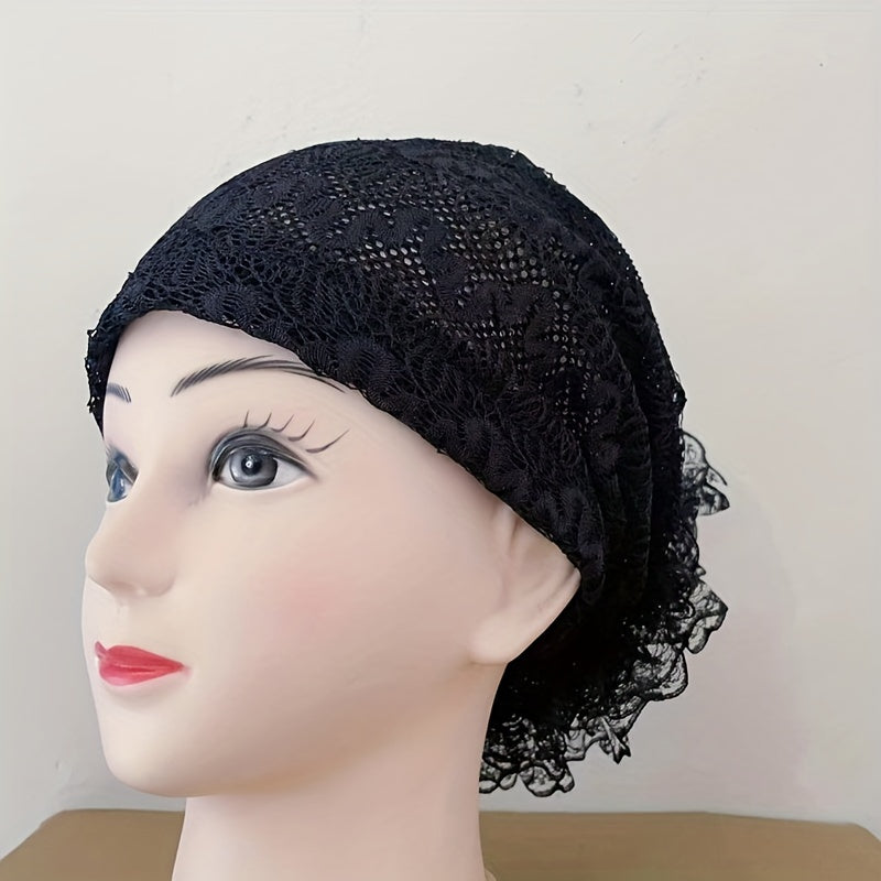 Embroidery Lace Turban Cap Lightweight Inner Hijab Hats