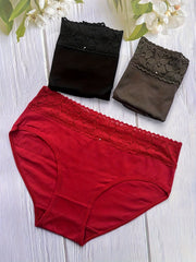 3pcs Lace Briefs Comfy & Stretchy Panties Women's Lingerie
