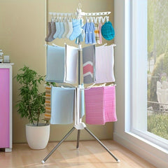 Foldable Clothes Drying Rack Mobile Towel Laundry Stand