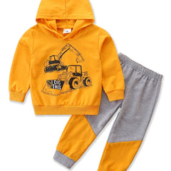 Boys Car Print Hoodie & Pants Set