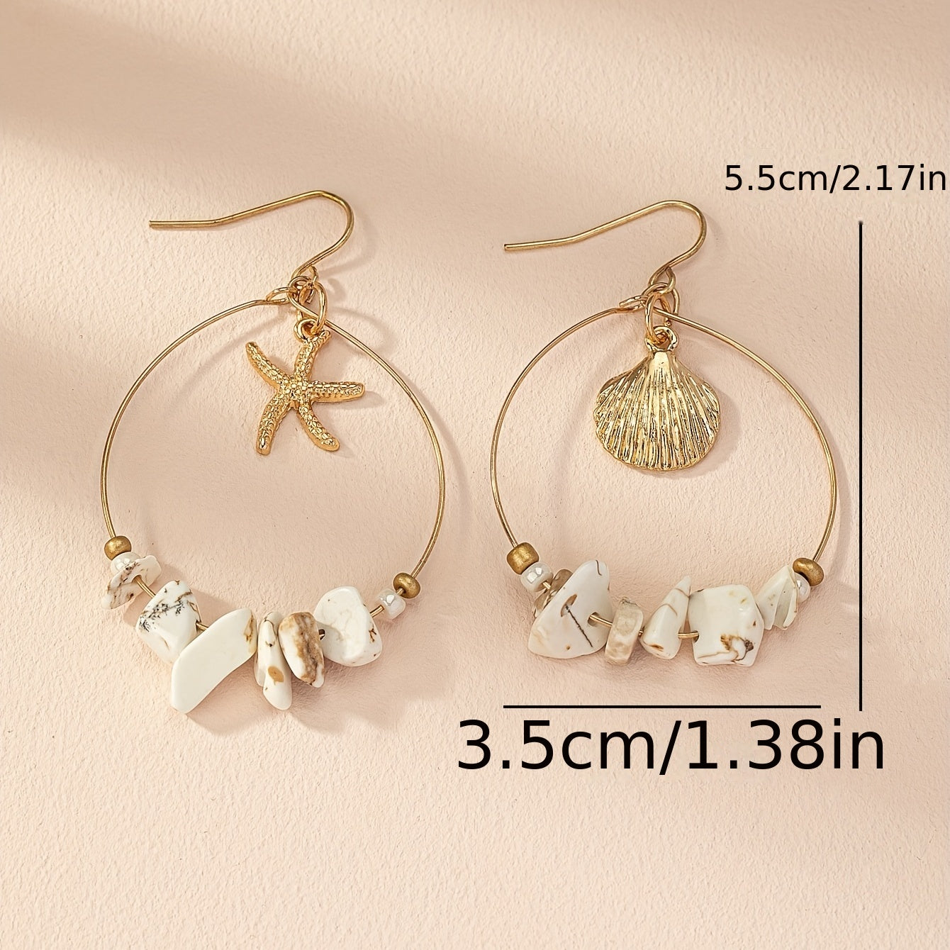 Vintage Crushed Stone Beaded Drop Earrings Boho Style Ear Jewelry For Summer