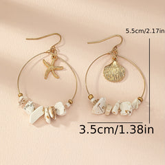 Vintage Crushed Stone Beaded Drop Earrings Boho Style Ear Jewelry For Summer
