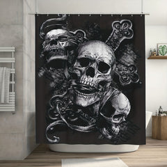 Skull Of The Dead Gothic Pattern Shower Curtain Toilet Seat Bathroom Mat Set