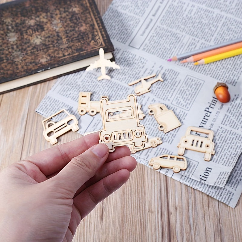 30pcs 45mm Car Aircraft Wood Chips for Scrapbooking Decoration DIY Accessories