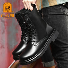 LAORENTOU Men's Leather Casual Short Boots