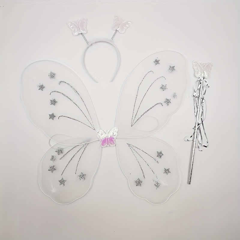 Fairy Butterfly Wings Headband Wand Set Halloween Costume Props