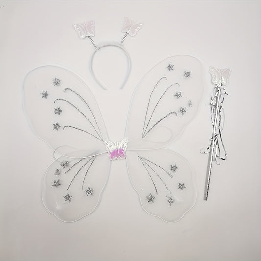 Fairy Butterfly Wings Headband Wand Set Halloween Costume Props