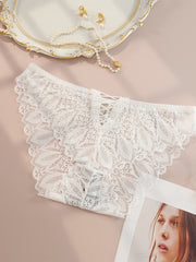 3 Pack Plus Size Panties Set Eyelet Embroidered Lace Criss Cross Three Piece