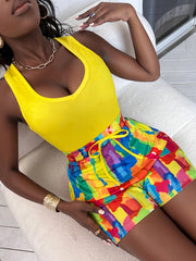 Casual Tank Top & Shorts Set Women's Outfit