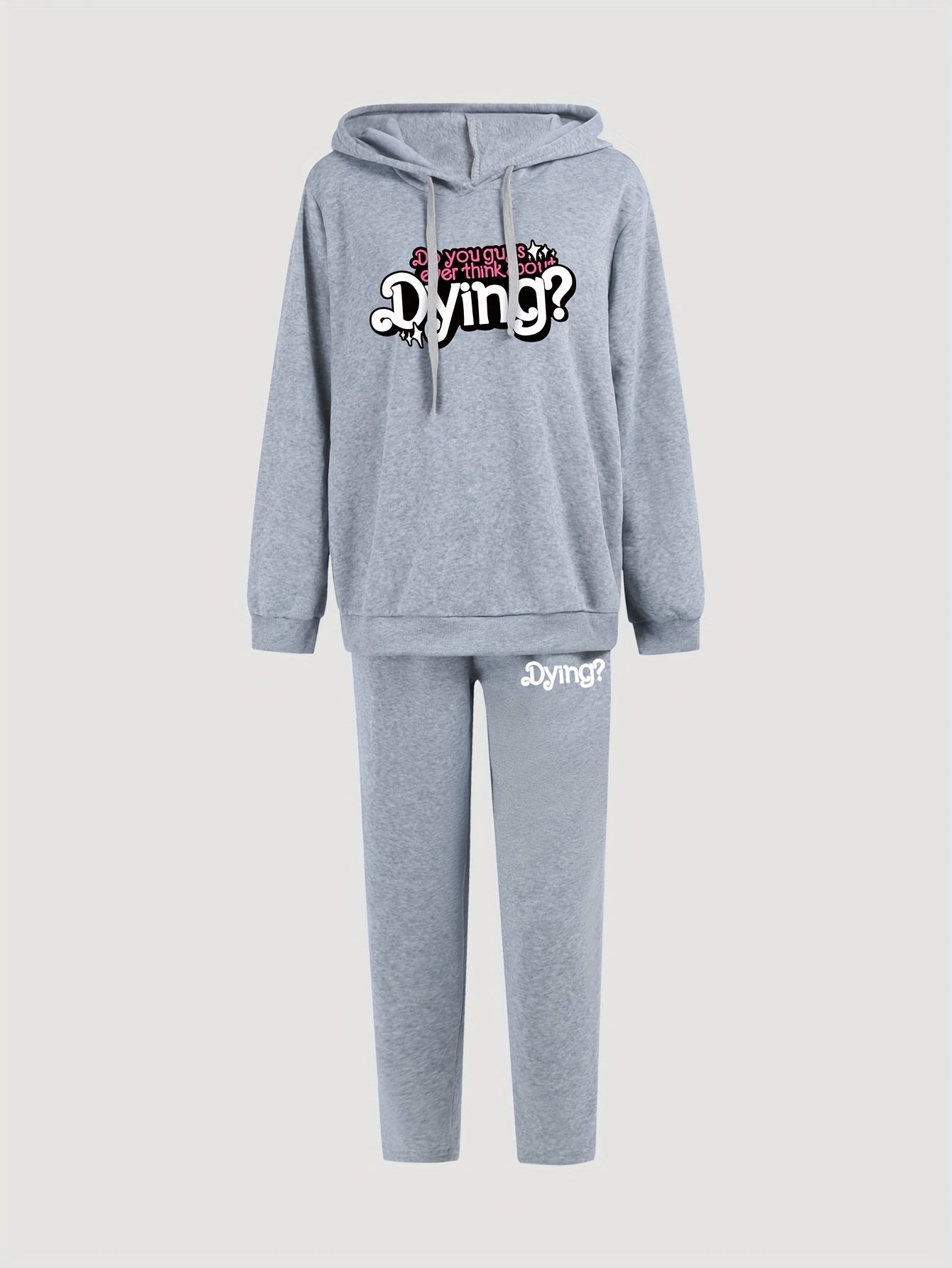 Women's Plus Slogan Hooded Sweatshirt & Sweatpants Set