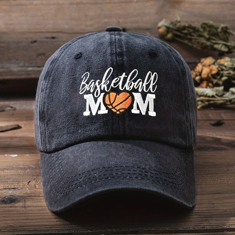 BASKETBALL MOM Baseball Cap Embroidered Washed Distressed Dad Hats