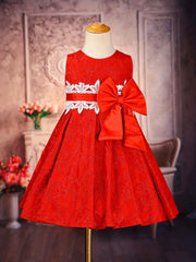 Flower Girls Wedding Outfit Bow Waisted Sleeveless Princess Dress