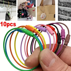10pcs Colorful Wire Keyring Keychain Stainless Steel Carabiner Outdoor Camping