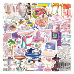50pcs Amusement Park Cartoon Stickers for DIY Decoration Waterproof Sticker Pack