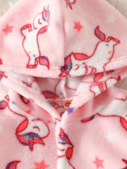 Toddler Unicorn Hooded Bathrobe Flannel PJ