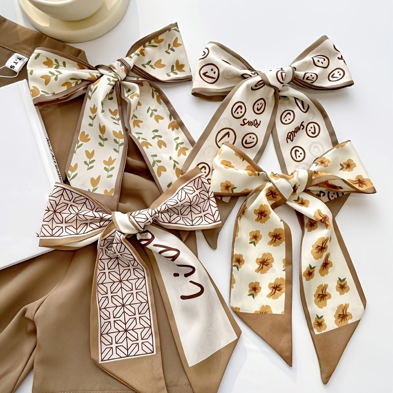 Small Silk Scarf Women's Printed Scarves Hair Tie Bag Decoration Ribbon Headband
