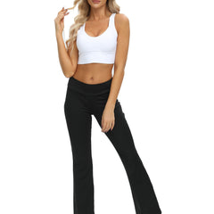 Solid Yoga Boot Cut Pants Quick Drying Flared Leg Sports Pants