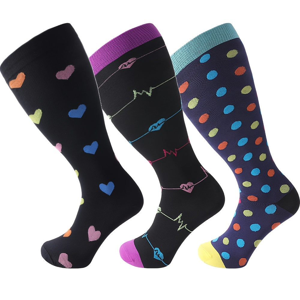 3 Pairs Plus Size Compression Socks Wide Calf For Women & Men
