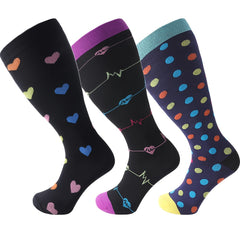 3 Pairs Plus Size Compression Socks Wide Calf For Women & Men