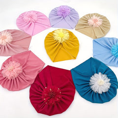 2Pcs Baby Thin Turban Cap Breathable Flower Comfortable Cap
