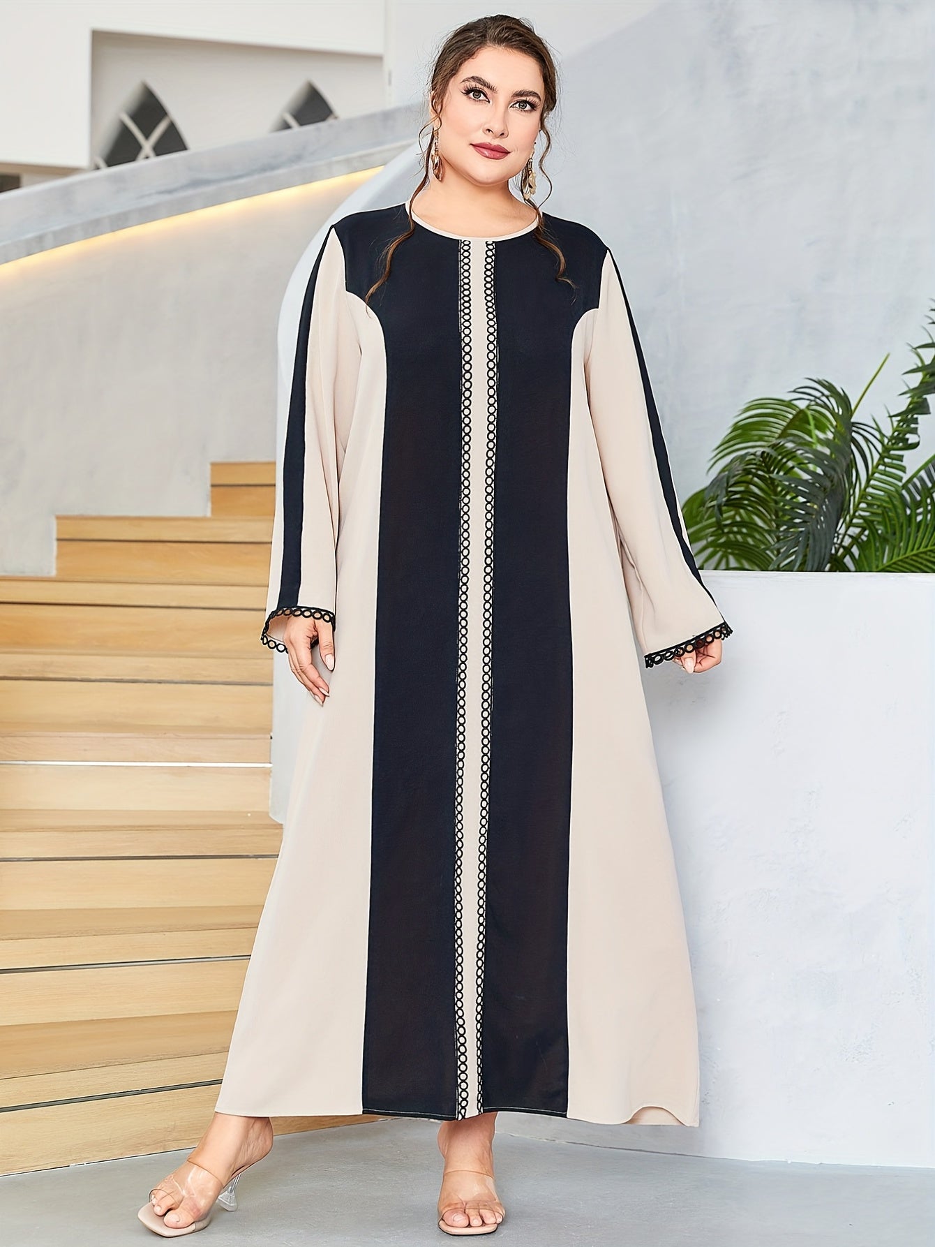 Colorblock Long Sleeve Maxi Dress