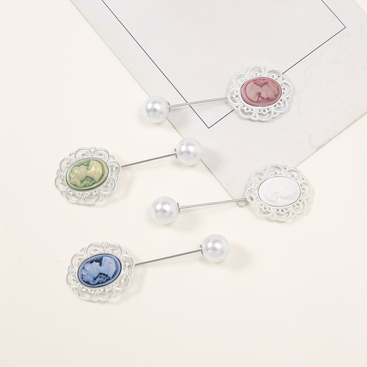 4pcs Faux Pearl Scarf Pin Hijab Shawl Clip Dress Shirt Accessories