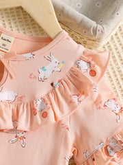Toddler Girls Rabbit Graphic Casual Dress Kids Summer Clothes